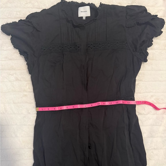NWT Reformation Zebrina Short-Sleeve Black Midi Dress Size 12 - Picture 3 of 6